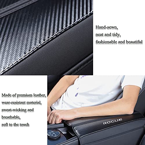 XITER 1PC Leather Center Console Armrest Cover with Side Pockets for Nissan Rogue 2021 2022 2023 2024 2025 Accessories(Black Stitches) - Image 5