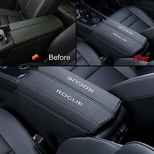 XITER 1PC Leather Center Console Armrest Cover with Side Pockets for Nissan Rogue 2021 2022 2023 2024 2025 Accessories(Black Stitches) - Image 4