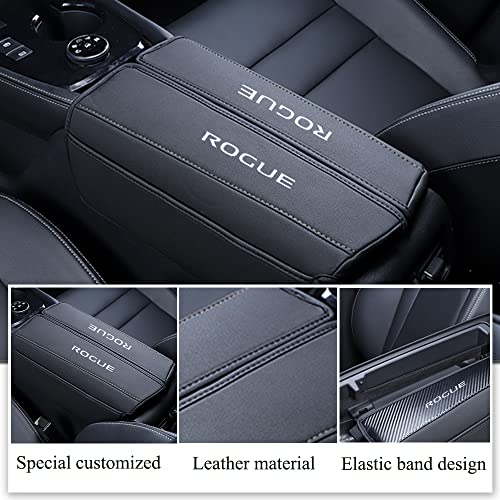 XITER 1PC Leather Center Console Armrest Cover with Side Pockets for Nissan Rogue 2021 2022 2023 2024 2025 Accessories(Black Stitches) - Image 3