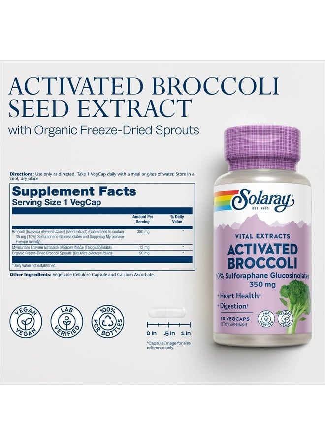 Solaray Solaray Activated Broccoli Seed Extract 350 mg, 10% Sulforaphane Glucosinolates for Antioxidant Support, Heart Health and Digestive Support, Vegan and Lab Verified, 30 Servings, 30 VegCaps  - Image 3