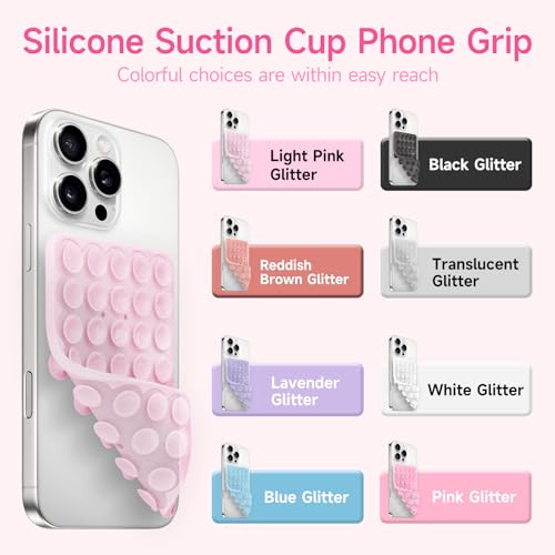 Yojaro Silicone Suction Cup Phone Case Mount Double Sided, Phone Accessories Hands-Free Strong Grip Holder for Selfies and Videos (Blue Glitter) - Image 2