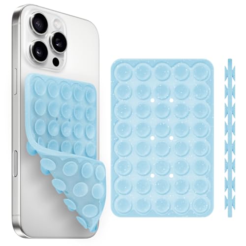 Yojaro Silicone Suction Cup Phone Case Mount Double Sided, Phone Accessories Hands-Free Strong Grip Holder for Selfies and Videos (Blue Glitter) - Image 1