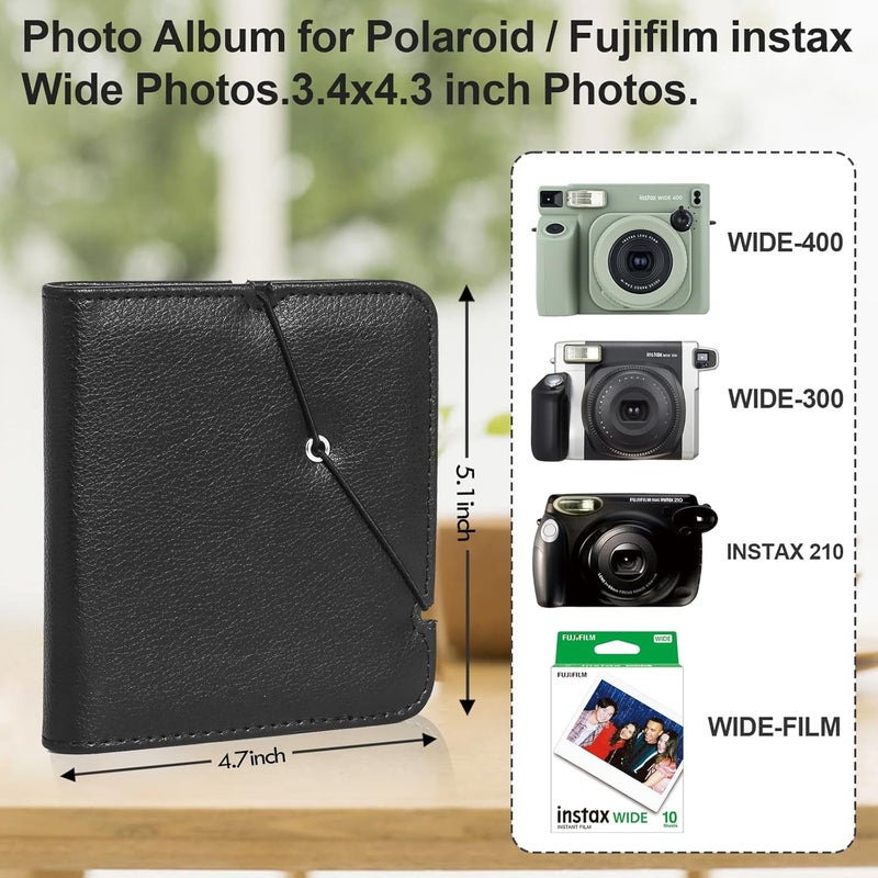 Rieibi Photo Album for Fujifilm Instax Wide210Wide300Wide400 Camera Album for Polaroid 34x43 Inch Wide Film 28 Pockets PU Leather Photo Frame for Instax Wide 400 Album for Polaroid Album - Image 2