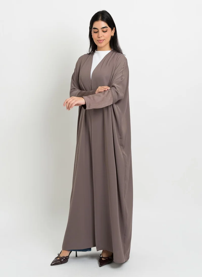 Kaafmeem Glossy Brown Half Bisht Abaya