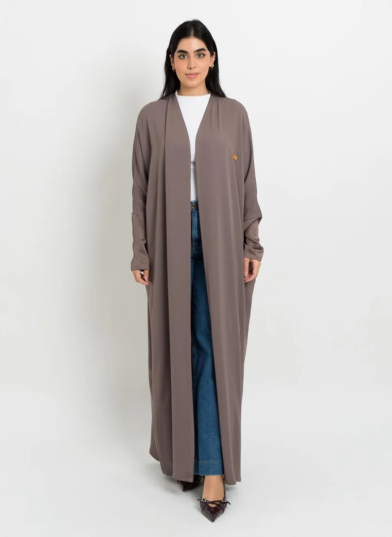 Kaafmeem Glossy Brown Half Bisht Abaya