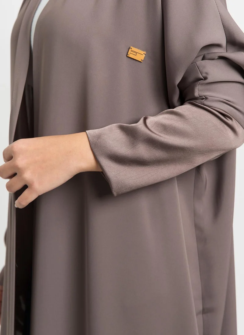 Kaafmeem Glossy Brown Half Bisht Abaya