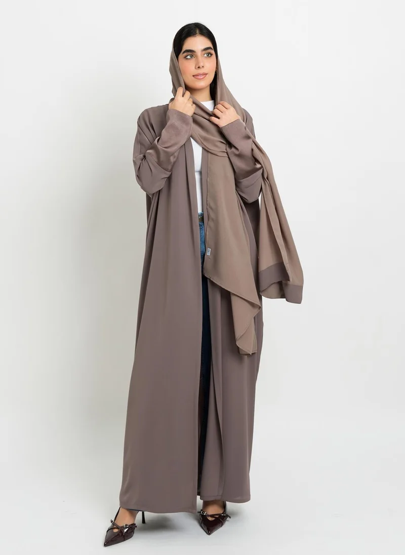 Kaafmeem Glossy Brown Half Bisht Abaya