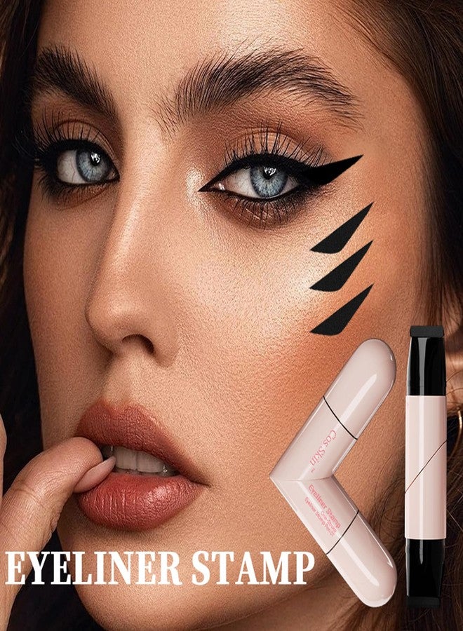 DENESTUP 2 Colors Eyeliner Stamp Wing Cat Eye Liner Stamp, Waterproof Black Brown Liquid Eyeliner Long Lasting Winged Eyeliner Stamp for Women Eye Makeup Tool (Black+Brown) - Image 4