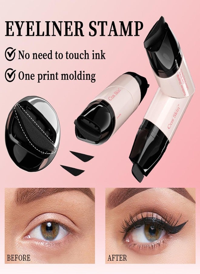 DENESTUP 2 Colors Eyeliner Stamp Wing Cat Eye Liner Stamp, Waterproof Black Brown Liquid Eyeliner Long Lasting Winged Eyeliner Stamp for Women Eye Makeup Tool (Black+Brown) - Image 3