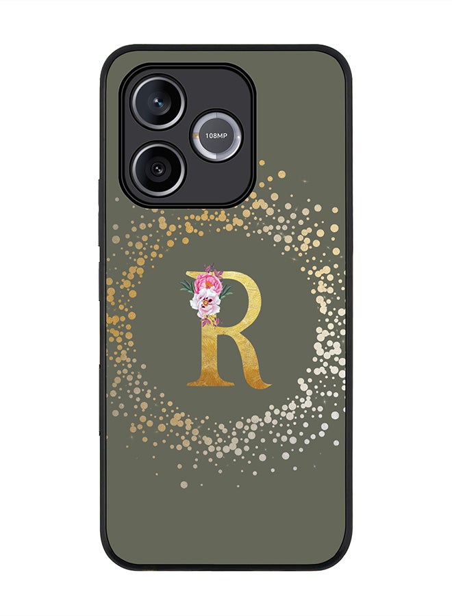 Stylizedd For Honor 600 Lite / 500 Smart / Honor X80i Case,Slim fit Camera Protection, Shockproof Thin Phone cover  - Custom Monogram Floral - R  (Olive Green ) - Image 1