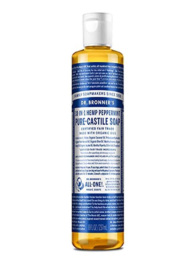 Dr. Bronner's دكتور برونر - صابون سائل نقي من قشتالة (نعناع، 8 أونصة) - مصنوع من زيوت عضوية، 18 استخدامًا في 1: الوجه والجسم والشعر والغسيل والحيوانات الأليفة والأطباق، مركّز، نباتي، غير معدّل وراثيًا - Image 1