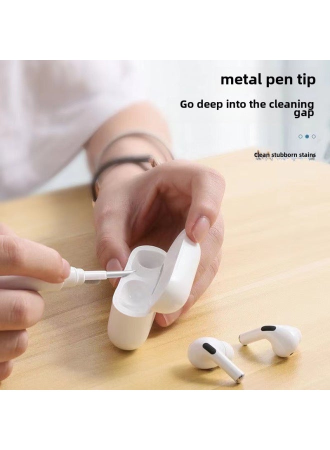Bluetooth Headset Cleaning Pen Multi-functional Computer Mobile Phone Cleaning Brush Portable Three-in-one Cleaning Brush Set Brush-Color:White Pearlescent Bag  - Image 3