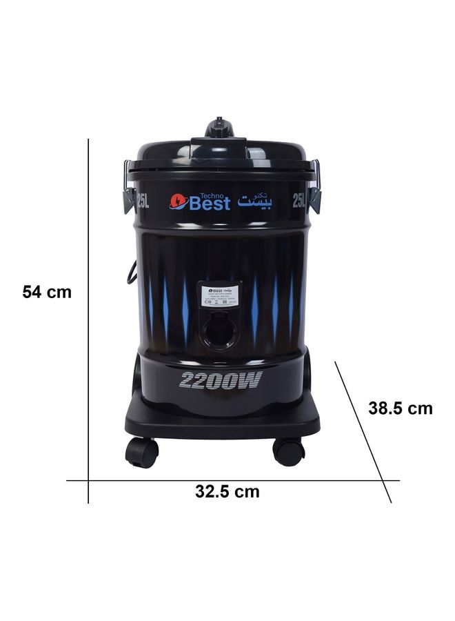 تكنو بيست مكنسة كهربائية أسطوانية الشكل 25.0 L 2200.0 W BVC-025 أزرق، أسود - Image 4