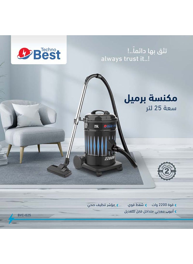 تكنو بيست مكنسة كهربائية أسطوانية الشكل 25.0 L 2200.0 W BVC-025 أزرق، أسود - Image 5