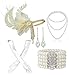 Cizoe 1920s Gatsby Accessories Set for Women Flapper Headband 20s Headpiece Necklace Glovesab4 - Image 3