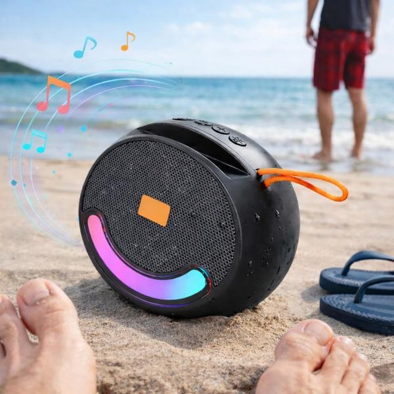 Portable Bluetooth Speaker with RGB Lights – Hi-Fi Wireless Speaker with Powerful Clear Sound – Compact Design with Carry Strap for Easy Travel – Long Battery Life for Music Playback – Compatible with Phones and Laptops – Stylish Gift - Image 3
