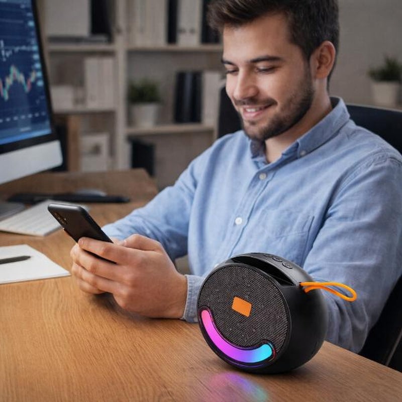 Portable Bluetooth Speaker with RGB Lights – Hi-Fi Wireless Speaker with Powerful Clear Sound – Compact Design with Carry Strap for Easy Travel – Long Battery Life for Music Playback – Compatible with Phones and Laptops – Stylish Gift - Image 2