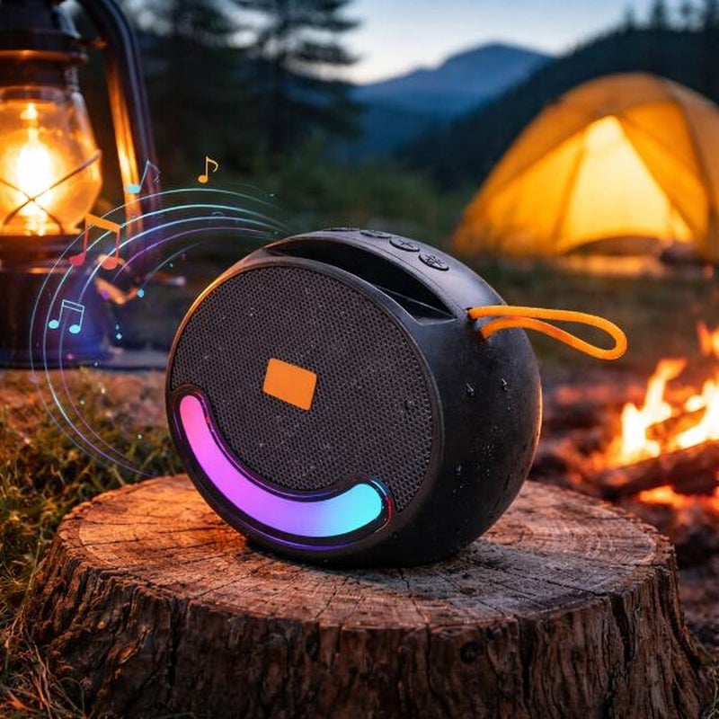 Portable Bluetooth Speaker with RGB Lights – Hi-Fi Wireless Speaker with Powerful Clear Sound – Compact Design with Carry Strap for Easy Travel – Long Battery Life for Music Playback – Compatible with Phones and Laptops – Stylish Gift - Image 4