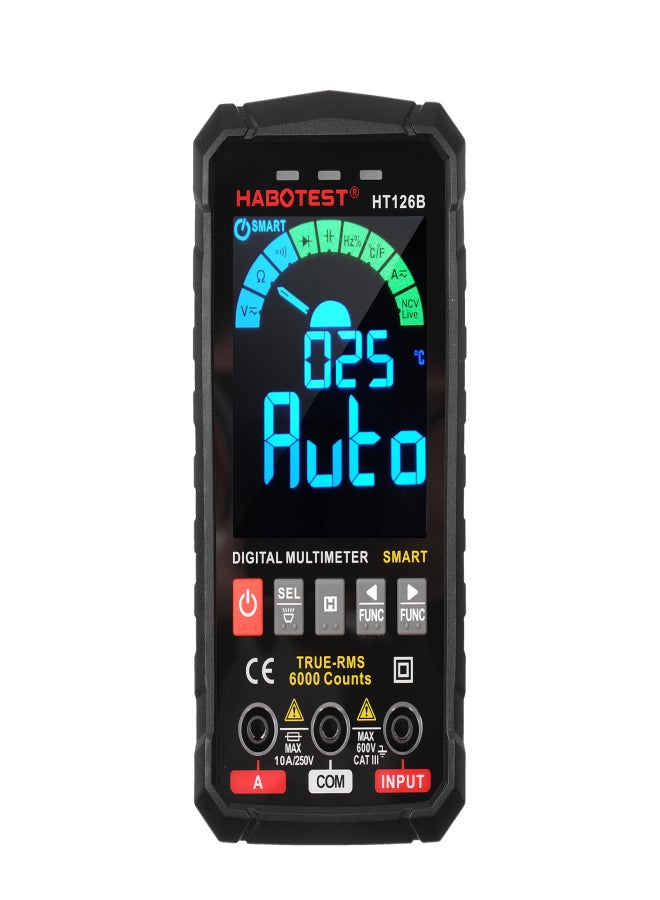 HABOTEST HABOTEST HT126B Smart Digital Multimeter 6000 Counts True RMS Auto-ranging VA Color Screen Electrical Tester Voltmeter Ammeter Temperature Measuring Multifunction AC DC Voltage Current Capacitance - Image 1
