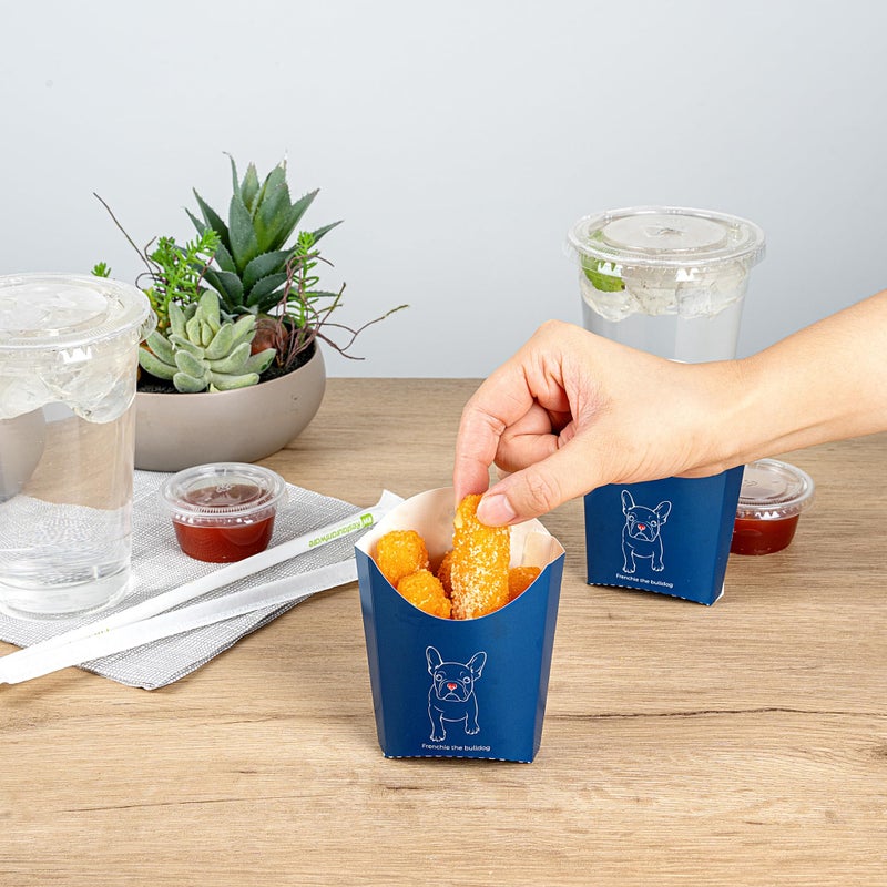Restaurantware أكواب بطاطس مقلية من ورق بيولوجي 3.9 × 2.6 × 3.5 بوصة - 100 كوب وجبات خفيفة قابلة للتكديس ومستدامة - Image 5