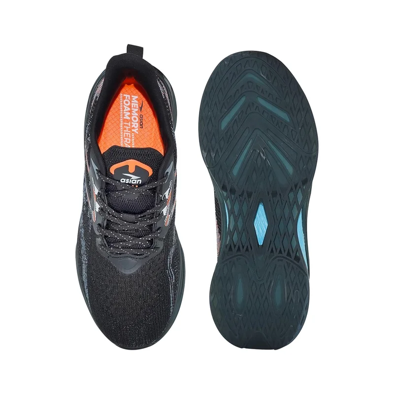 أسيان Men's Black and Orange Running Shoes
