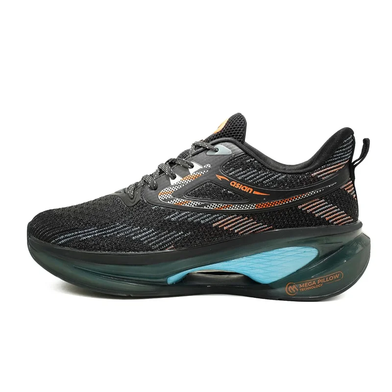 أسيان Men's Black and Orange Running Shoes