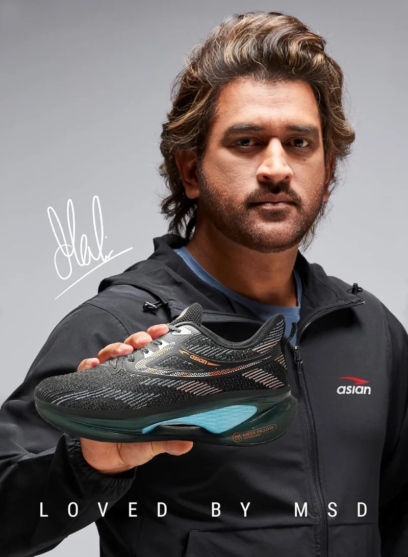 أسيان حذاء جري رجالي أسود وبرتقالي