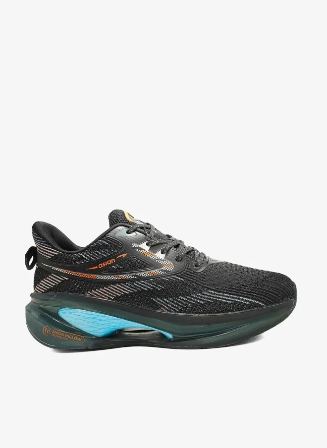 Asian Men's Black and Orange Running Shoes