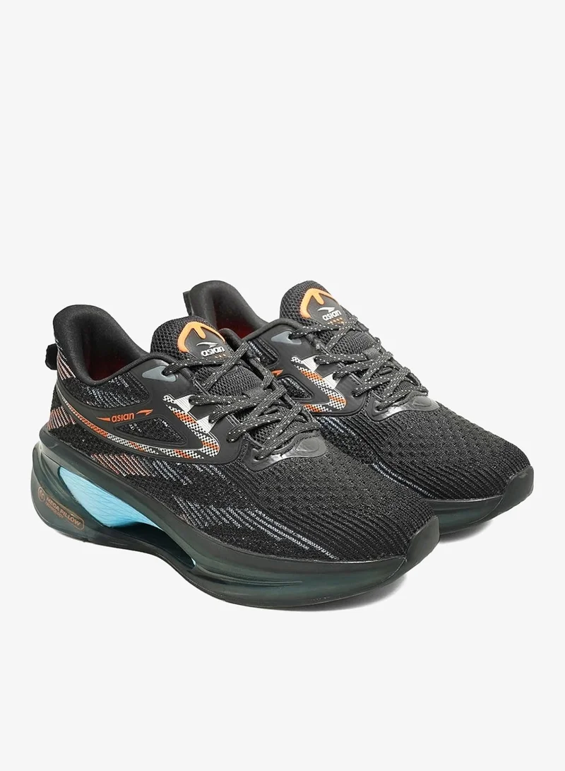 Asian Men's Black and Orange Running Shoes