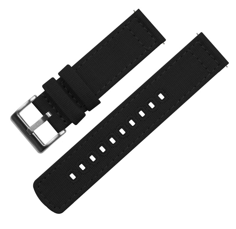 BARTON WATCH BANDS Quick Release Canvas Watch Band Straps, Black, 20mm - Image 2