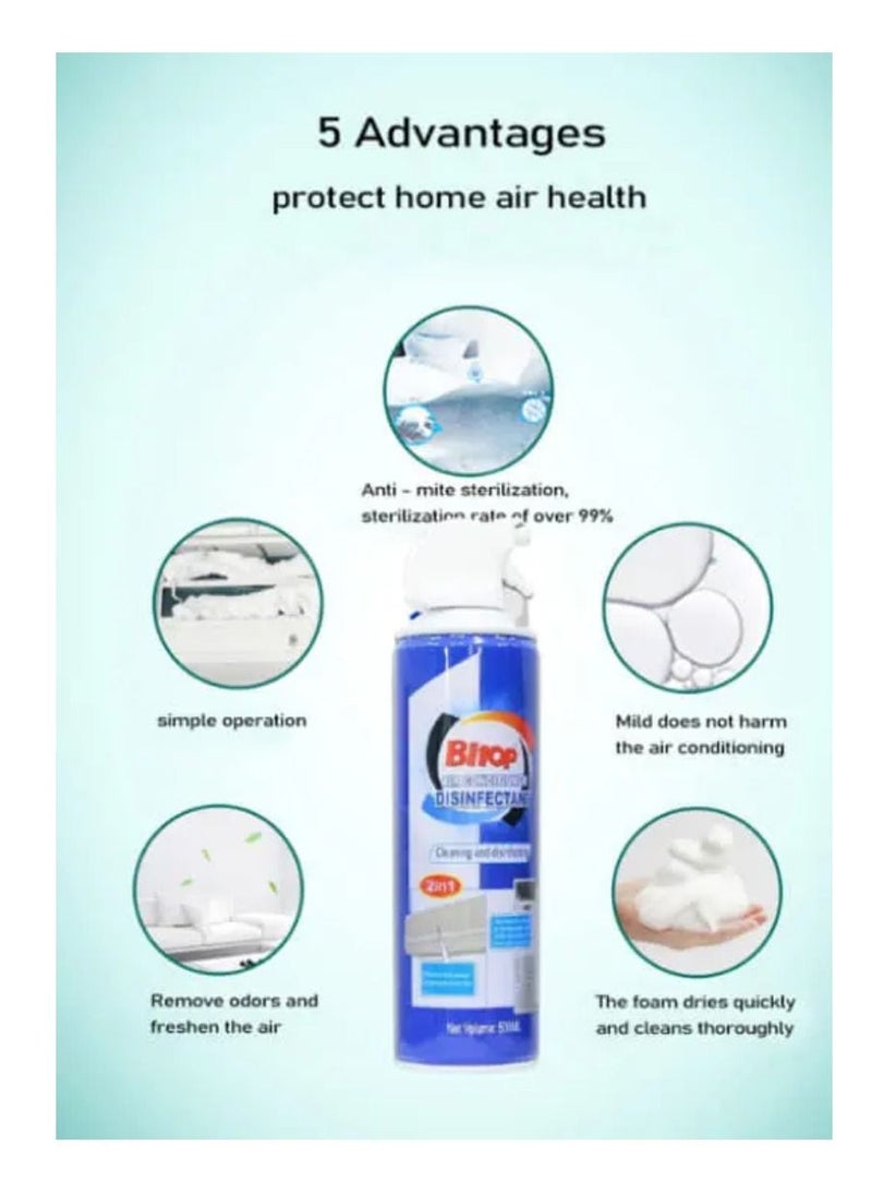 BITOP Pack Of 2 Pcs Air Conditioner Disinfectant Foam Spray 500ML Ac Cleaning Spray  - Image 2