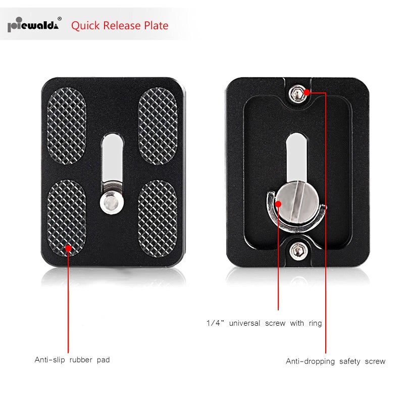 Niewalda Universal Tripod Quick Release Plate, Quick Release Plate, Arca Swiss Plate with 1/4 Inch Slotted Screw, C-Ring/D-Ring Screw, 1/4"-3/8" Screw, for DSLR Camera Tripod Ball Head(PU-50) - Image 2