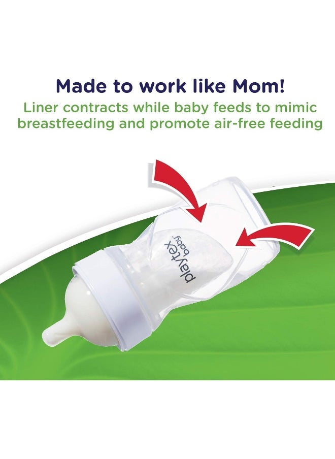 Diaper Genie Playtex Baby Nurser Bottle with Disposable Drop-Ins Liners, for Breastfed Babies, 4 Ounce Bottles, 3Count, Clear  - Image 4