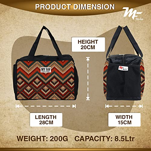 Myfav MY FAV Ikkat Print Lunch Bag | Stylish Tiffin Bag for Men & Women | Ideal for Office, School & Travel | Leakproof & Water-Resistant Lunch Box Bag | Lightweight & Durable | Pack of 1 - Image 3