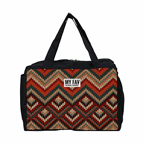 Myfav MY FAV Ikkat Print Lunch Bag | Stylish Tiffin Bag for Men & Women | Ideal for Office, School & Travel | Leakproof & Water-Resistant Lunch Box Bag | Lightweight & Durable | Pack of 1 - Image 1