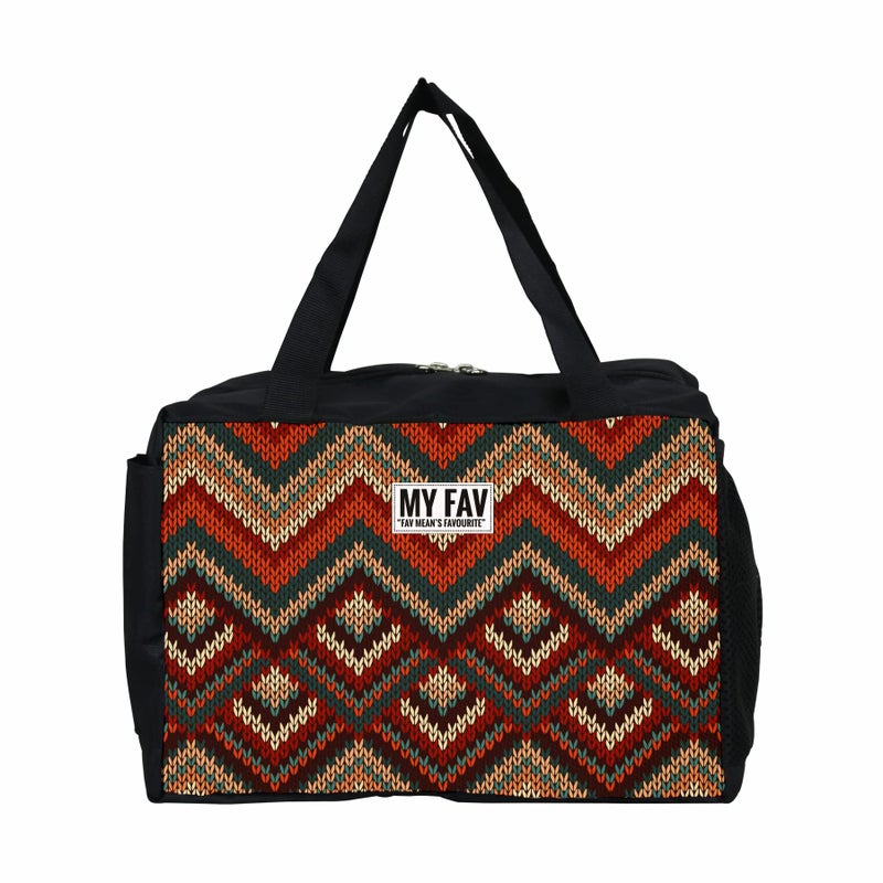 Myfav MY FAV Ikkat Print Lunch Bag | Stylish Tiffin Bag for Men & Women | Ideal for Office, School & Travel | Leakproof & Water-Resistant Lunch Box Bag | Lightweight & Durable | Pack of 1 - Image 2