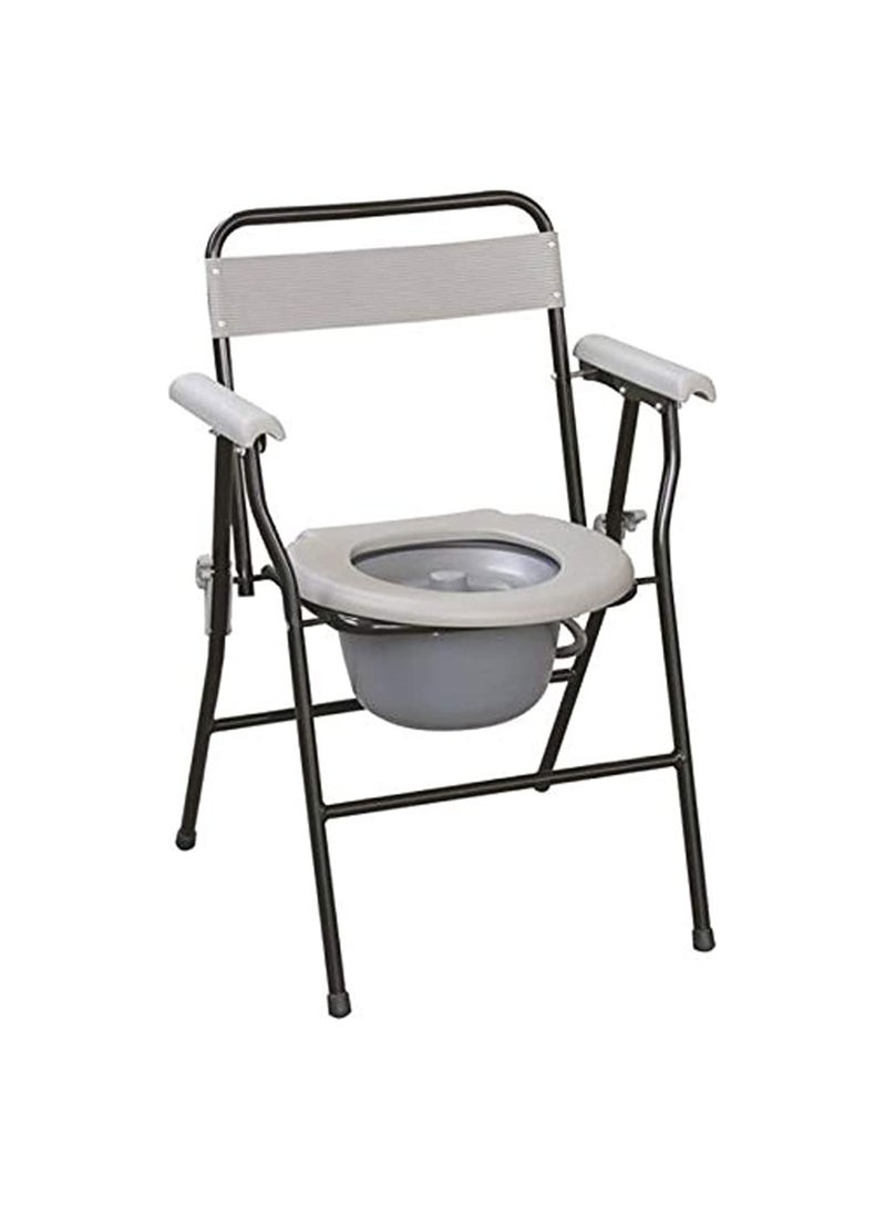 A Fixed Foldable Painted Steel Toilet Seat With Backrest And Armrests For The Elderly Patients And People With Disabilities - Image 1