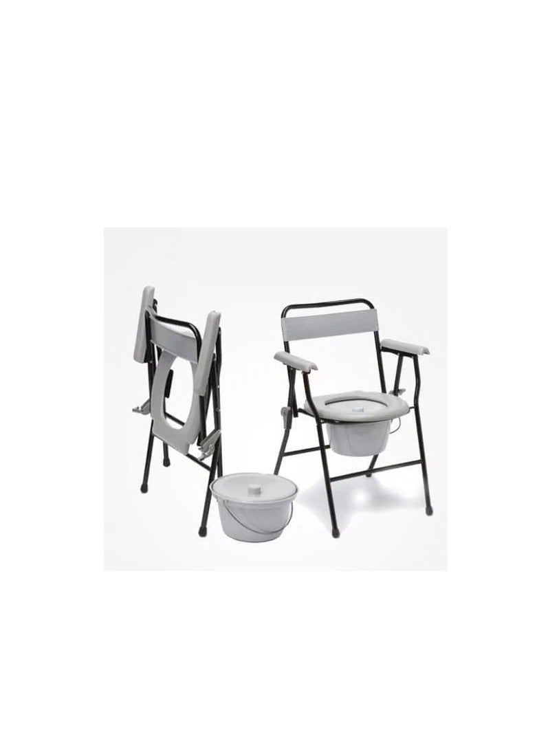 A Fixed Foldable Painted Steel Toilet Seat With Backrest And Armrests For The Elderly Patients And People With Disabilities - Image 2