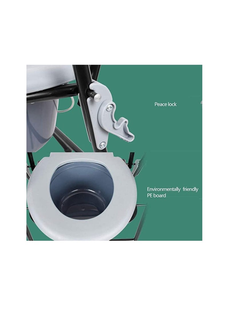 A Fixed Foldable Painted Steel Toilet Seat With Backrest And Armrests For The Elderly Patients And People With Disabilities - Image 5