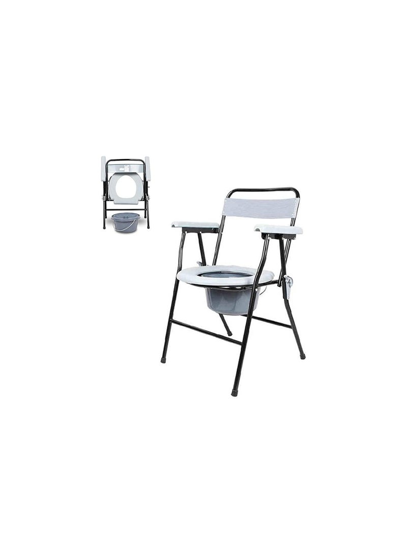 A Fixed Foldable Painted Steel Toilet Seat With Backrest And Armrests For The Elderly Patients And People With Disabilities - Image 3