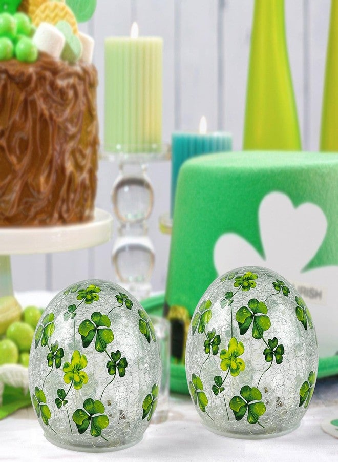 LAIAMER 2 Pcs St Patricks Day Decorations, 3.15'' St Patricks Day Table Decor Clover Decor Saint Patricks Day Decorations Irish Decorations St Patrick's Day Lights Lighted Shamrock for Home Indoor - Image 2