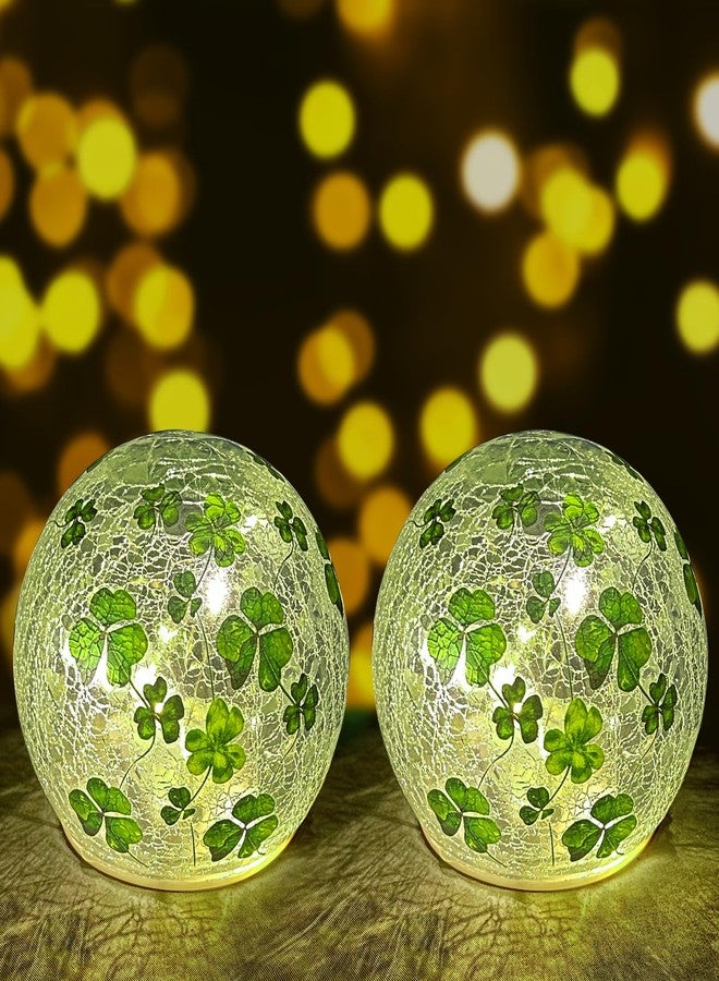 LAIAMER 2 Pcs St Patricks Day Decorations, 3.15'' St Patricks Day Table Decor Clover Decor Saint Patricks Day Decorations Irish Decorations St Patrick's Day Lights Lighted Shamrock for Home Indoor - Image 1