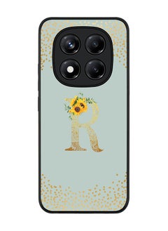 Stylizedd For Xiaomi Redmi Note 14 Pro 5G / X7 5G Case,Slim fit Camera Protection, Shockproof Thin Phone cover  - Custom Floral Monogram - R  (Light Grey )  - Image 1