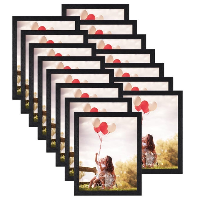 8X10 PICTURE FRAME SET OF 15 BLACK PICTURE FRAMES DISPLAY 8 BY 10 PHOTO FOR WALL OR TABLETOP