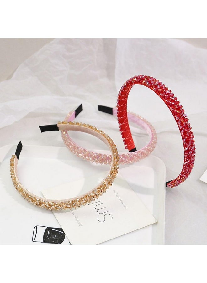 Ruihfas - Fashion Sparkle 4 Rows Crystal Rhinestone Headbands Beaded Hair Hoop Band (Red) - Image 1