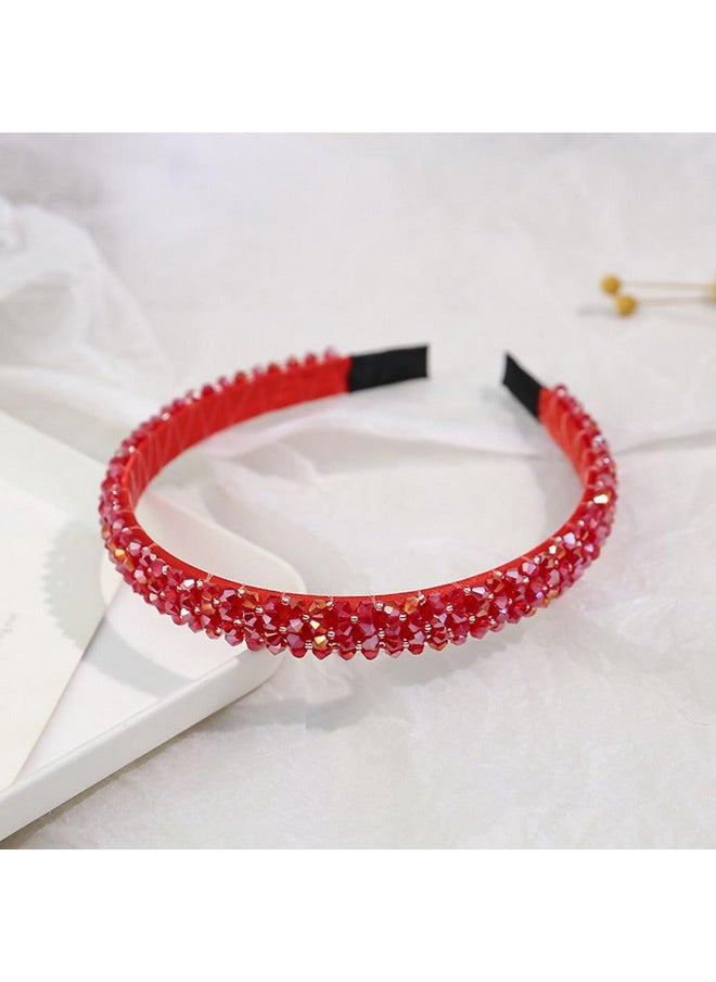 Ruihfas - Fashion Sparkle 4 Rows Crystal Rhinestone Headbands Beaded Hair Hoop Band (Red) - Image 1