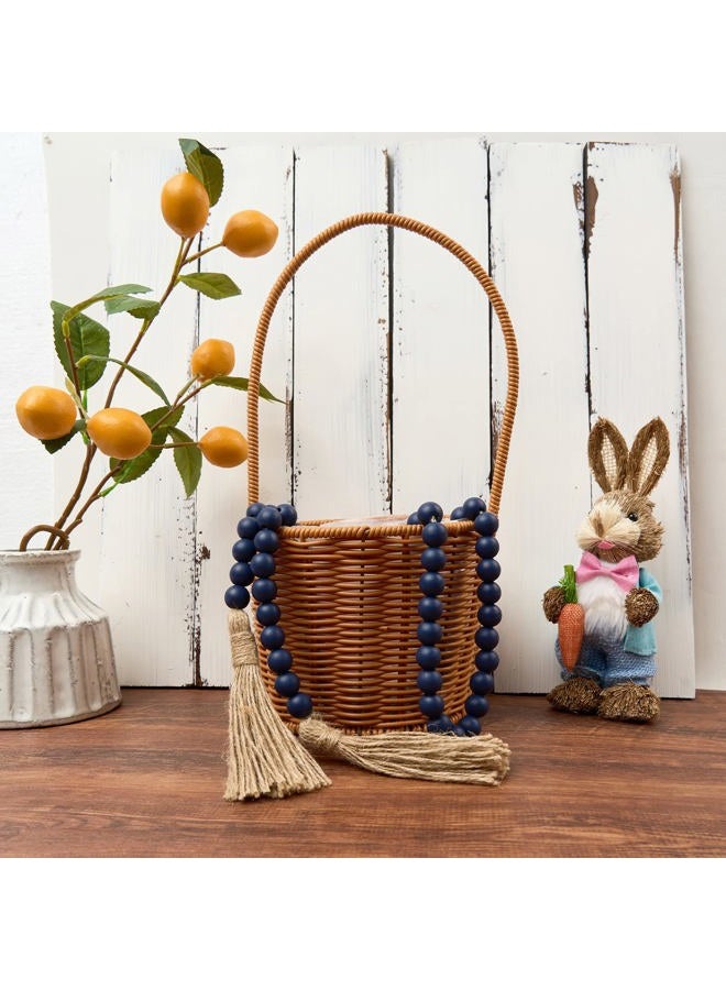 OMISHE 59in Wood Bead Garland with Tassels, Decorative Beads, Farmhouse Wooden Beads Garland for Wall Hanging Home Festival Decor, Navy Blue - Image 4