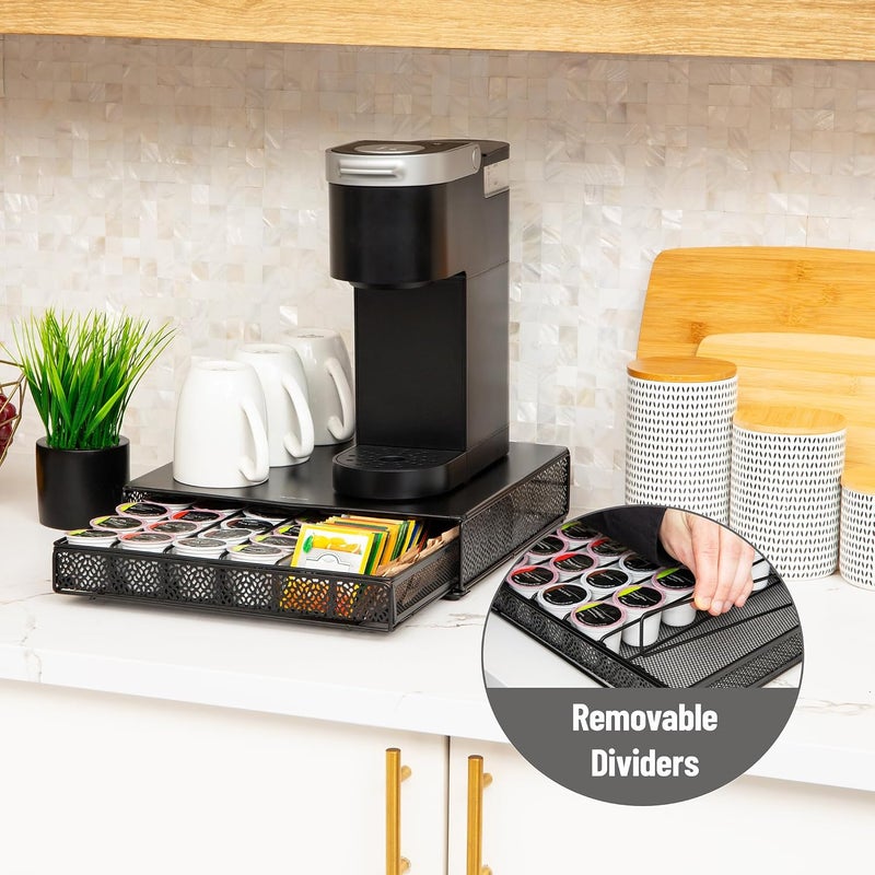 Mind Reader Mtray-Blk K-Cup Coffee Pod Storage Organizer Drawer - Metal Mesh, Black, 36 Capacity - Image 4