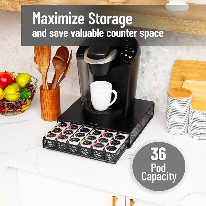 Mind Reader Mtray-Blk K-Cup Coffee Pod Storage Organizer Drawer - Metal Mesh, Black, 36 Capacity - Image 3