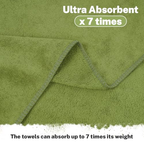 Fezora® Microfiber Weft Knitting Towels for Bath | Towels for Bath Large Size Bath Towel - Soft & Absorbent | 400 GSM | 1 Piece Bath Towel for Men/Women | 70 cms x 140 cms (Pista) - Image 3